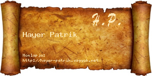Hayer Patrik névjegykártya